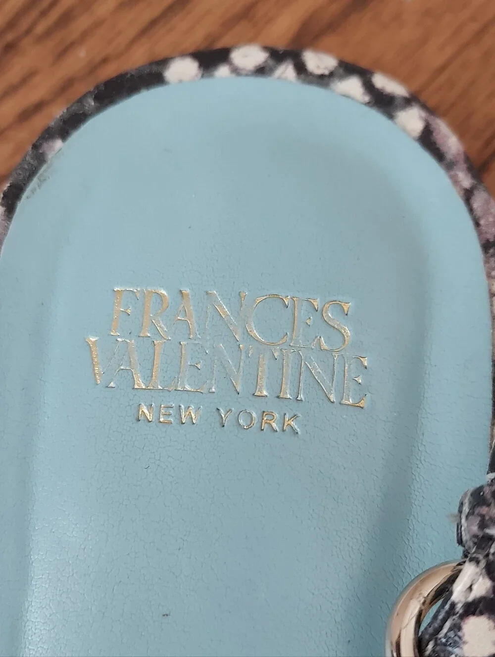 Frances Valentine Lily Snake Print Sandals 7
